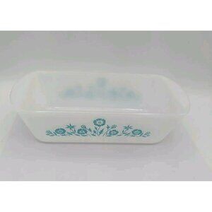 Vintage Sears Maid of Honor Bake & Serve Ware Blue Turquoise Floral Rectangular